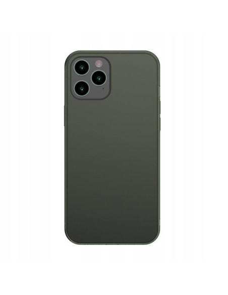 Baseus Frosted Glass Case Sztywne etui z elastyczną ramką iPhone 12 Pro Max Ciemnozielony, eol