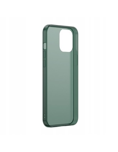 Baseus Frosted Glass Case Sztywne etui z elastyczną ramką iPhone 12 Pro Max Ciemnozielony, eol