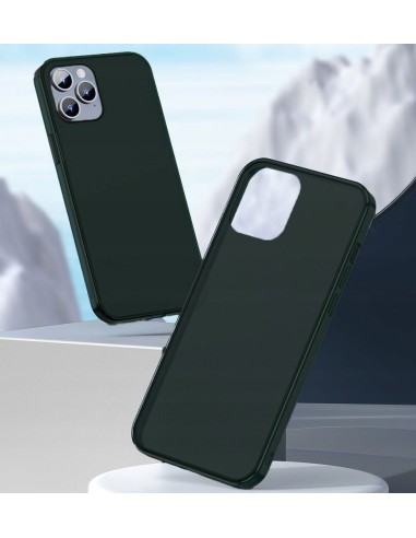 Baseus Frosted Glass Case Sztywne etui z elastyczną ramką iPhone 12 Pro Max Ciemnozielony, eol