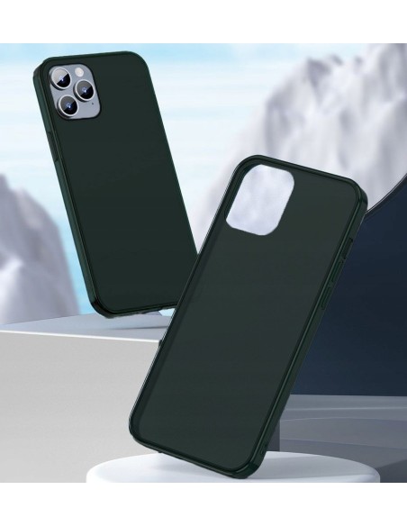 Baseus Frosted Glass Case Sztywne etui z elastyczną ramką iPhone 12 Pro Max Ciemnozielony, eol