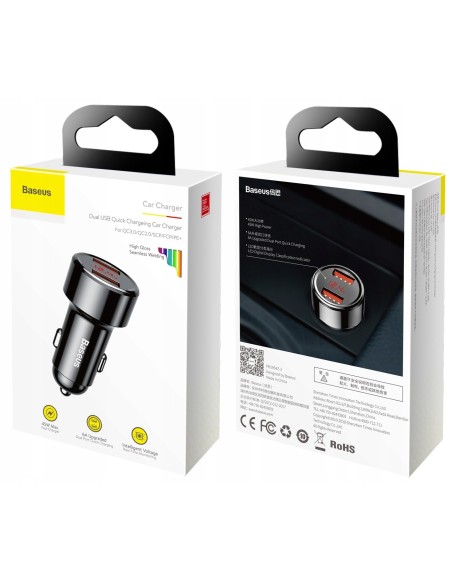Baseus Magic Series | Szybka ładowarka samochodowa USB + USB Quick Charge 3.0 Huawei 5A 45W