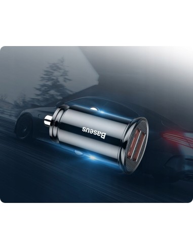 Baseus Circular Plastic A+A 30W |  Ładowarka samochodowa 2x USB Quick Charge 3.0 Huawei SCP 5A LED