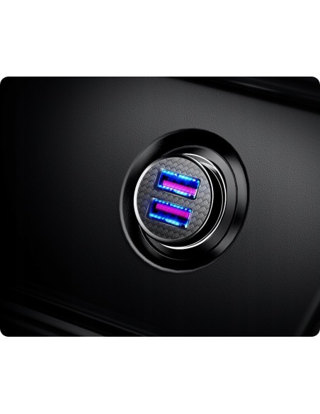 Baseus Circular Plastic A+A 30W |  Ładowarka samochodowa 2x USB Quick Charge 3.0 Huawei SCP 5A LED