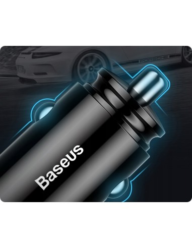 Baseus Circular Plastic A+A 30W |  Ładowarka samochodowa 2x USB Quick Charge 3.0 Huawei SCP 5A LED