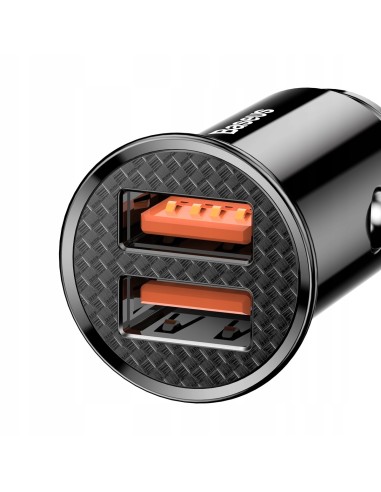Baseus Circular Plastic A+A 30W |  Ładowarka samochodowa 2x USB Quick Charge 3.0 Huawei SCP 5A LED