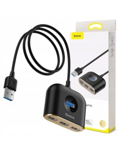 Baseus Square round | HUB adapter rozdzielacz 4w1 USB 3.0 do USB 3.0 x1 + USB 2.0 x3