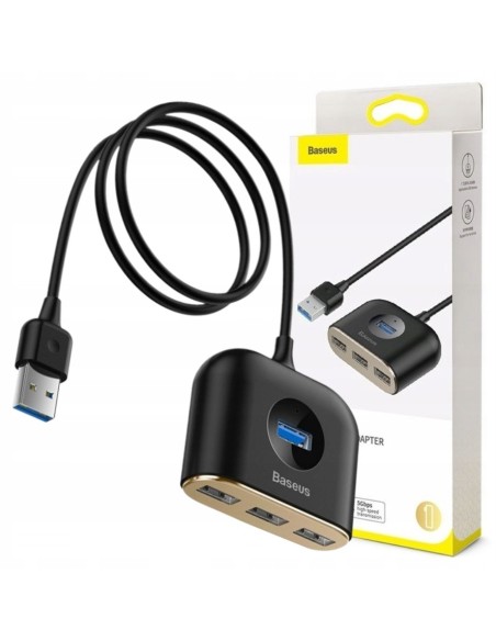 Baseus Square round | HUB adapter rozdzielacz 4w1 USB 3.0 do USB 3.0 x1 + USB 2.0 x3