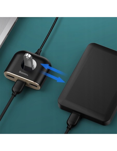 Baseus Square round | HUB adapter rozdzielacz 4w1 USB 3.0 do USB 3.0 x1 + USB 2.0 x3