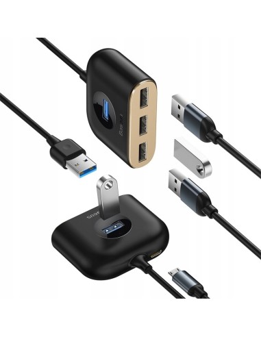 Baseus Square round | HUB adapter rozdzielacz 4w1 USB 3.0 do USB 3.0 x1 + USB 2.0 x3