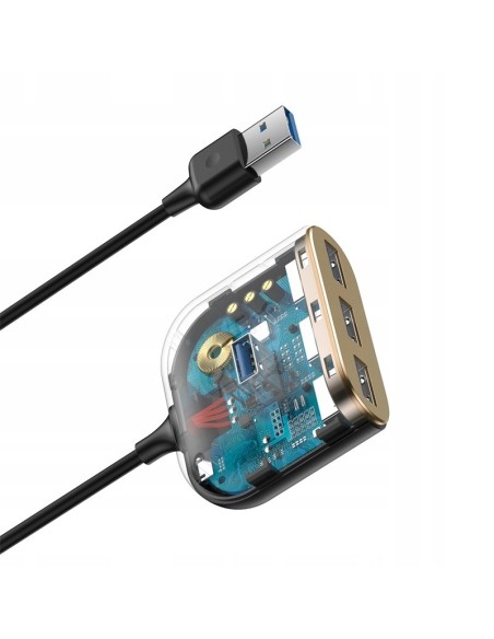 Baseus Square round | HUB adapter rozdzielacz 4w1 USB 3.0 do USB 3.0 x1 + USB 2.0 x3