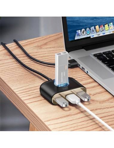 Baseus Square round | HUB adapter rozdzielacz 4w1 USB 3.0 do USB 3.0 x1 + USB 2.0 x3