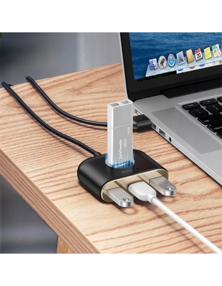 Baseus Square round | HUB adapter rozdzielacz 4w1 USB 3.0 do USB 3.0 x1 + USB 2.0 x3