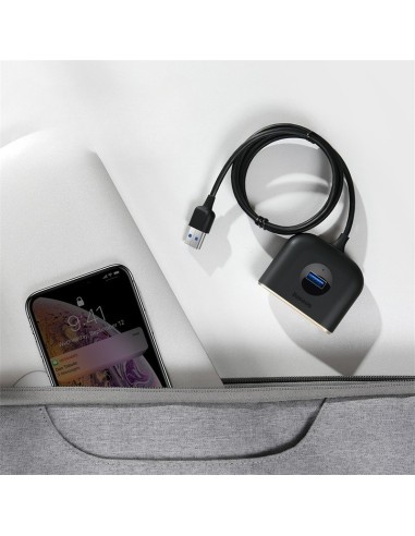 Baseus Square round | HUB adapter rozdzielacz 4w1 USB 3.0 do USB 3.0 x1 + USB 2.0 x3