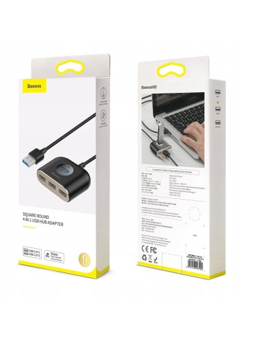 Baseus Square round | HUB adapter rozdzielacz 4w1 USB 3.0 do USB 3.0 x1 + USB 2.0 x3