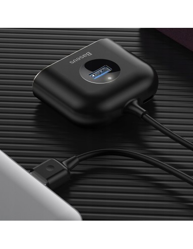 Baseus Square round | HUB adapter rozdzielacz 4w1 USB 3.0 do USB 3.0 x1 + USB 2.0 x3