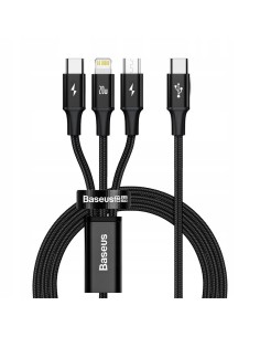 Baseus Rapid Series | Kabel 3w1 Type-C USB-C Micro Lightning Power Delivery 20W 18W 3.5A