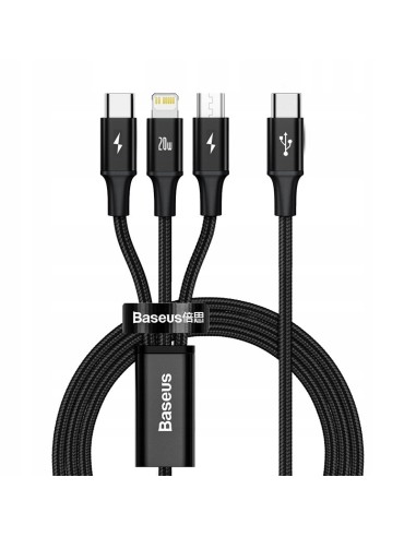 Baseus Rapid Series | Kabel 3w1 Type-C USB-C Micro Lightning Power Delivery 20W 18W 3.5A