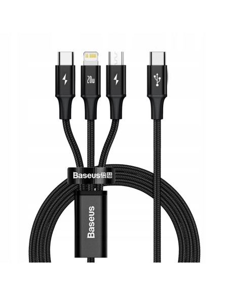 Baseus Rapid Series | Kabel 3w1 Type-C USB-C Micro Lightning Power Delivery 20W 18W 3.5A