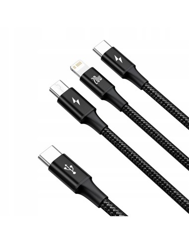 Baseus Rapid Series | Kabel 3w1 Type-C USB-C Micro Lightning Power Delivery 20W 18W 3.5A