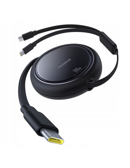 Baseus Bright Mirror Series One-for-two Fast Charging Data Cable Type-C to C+C 100W 1m Cluster Black