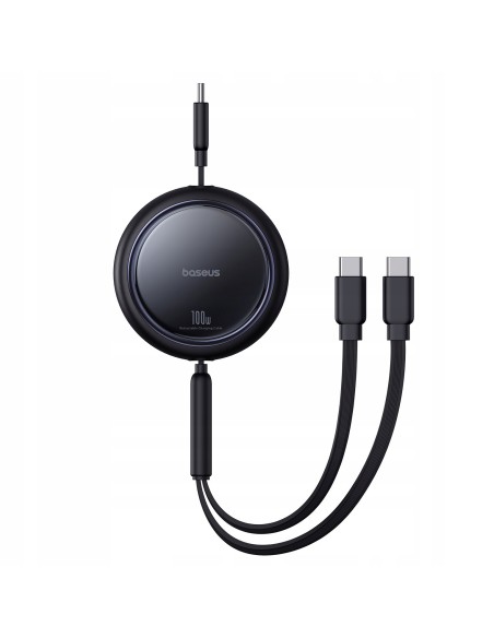 Baseus Bright Mirror Series One-for-two Fast Charging Data Cable Type-C to C+C 100W 1m Cluster Black