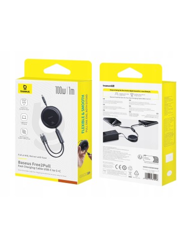 Baseus Bright Mirror Series One-for-two Fast Charging Data Cable Type-C to C+C 100W 1m Cluster Black