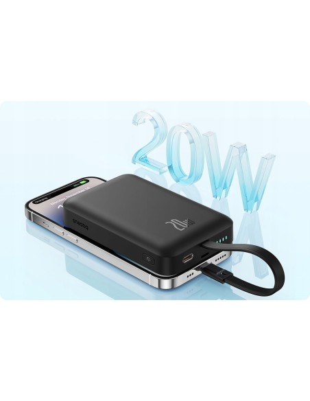 Baseus Magnetic Mini | Power Bank 10000mAh 20W USB-C z ładowaniem bezprzewodowym MagSafe z kablem Lightning (do iPhone)