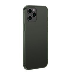 Baseus Frosted Glass Case Sztywne etui z elastyczną ramką iPhone 12 Pro Max Ciemnozielony, eol