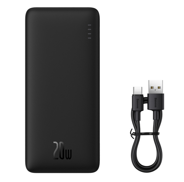 Baseus Airpow Fast Charge Power Bank 10000mAh 20W  Black（With Simple Series Charging Cable USB to Type-C 30cm  Black)