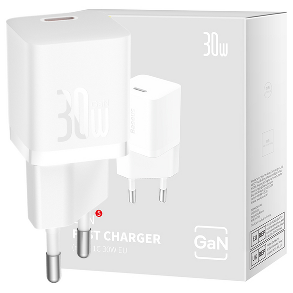 Baseus GaN5 Szybka Mini Ładowarka 1C 30W