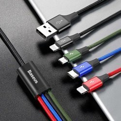 Baseus Fast 4-in-1 | Kabel 4w1 USB - 2x Lightning (iPhone) + Micro + Type-C 3.5A 1.2m