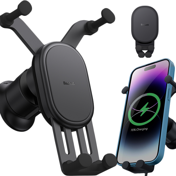 Baseus Stable Gravitional | Uchwyt samochodowy z ładowaniem bezprzewodowym Qi 15W do kratki nawiewu