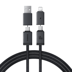 Baseus Versatile Two-for-Two Fast Kabel 4w1 U+C to C+L 60W 1m Cosmic Black