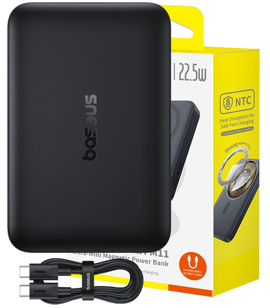 Baseus EnerFill FM11 Ultramały Magnetyczny Power Bank 10000mAh 22.5W Cosmic Black