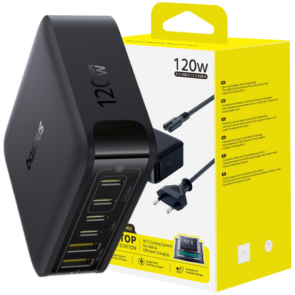 OS-Baseus EnerFill FH21 Stacja Ładująca 4C+2U 120W EU Cosmic Black