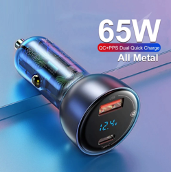 Baseus Particular | Ładowarka samochodowa 65W Quick Charge 4.0+ Power Delivery 3.0 Huawei SCP 5A 2xUSB
